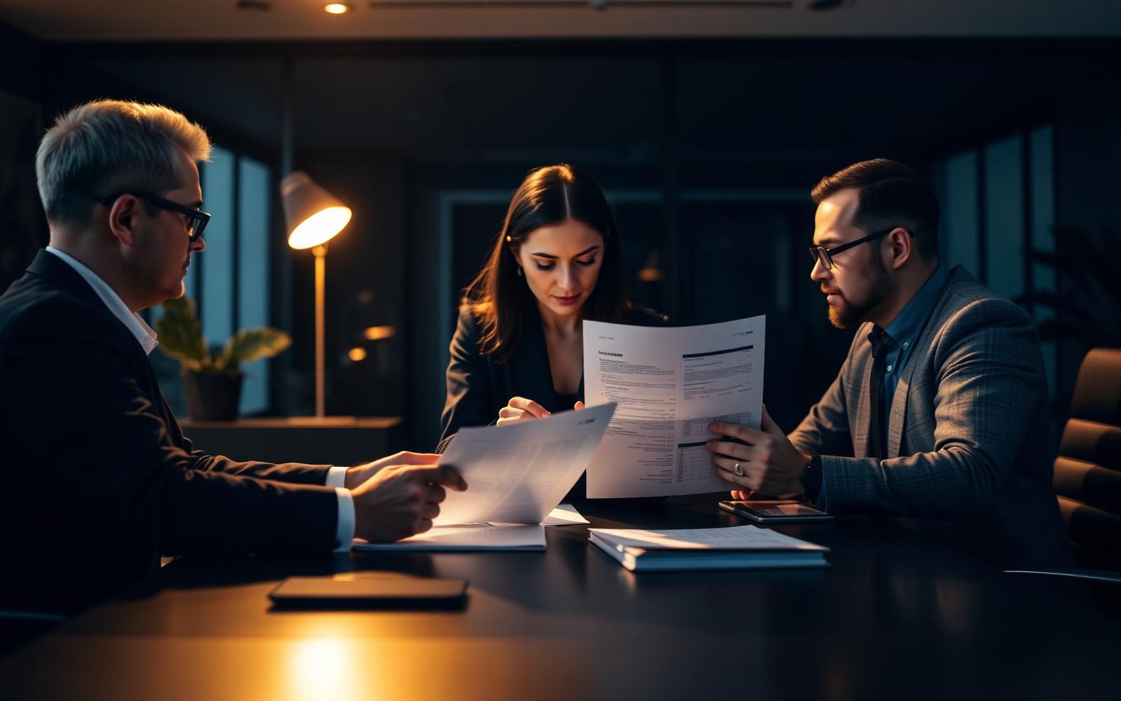 BPO Financeiro — M4 Lopes Equipe de BPO Financeiro conferindo contas a pagar e conciliação bancária em escritório corporativo